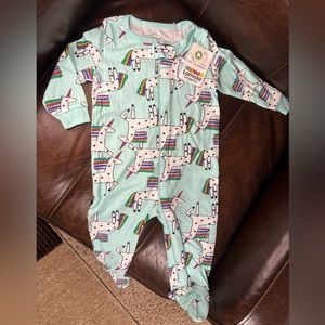 Lamaze 100% Organic Cotton Baby Girl’s Unicorn Sleeper Size 9 Months Blue NWT